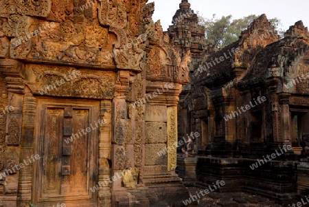 The Tempel Ruin of  Banteay Srei about 32 Km north of the Temple City of Angkor near the City of Siem Riep in the west of Cambodia.