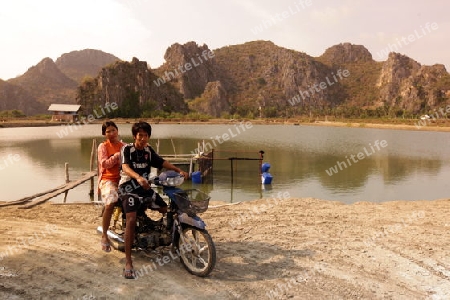 Die Fluss Landschaft des Khao Sam Roi Yot Nationalpark am Golf von Thailand im Suedwesten von Thailand in Suedostasien.  