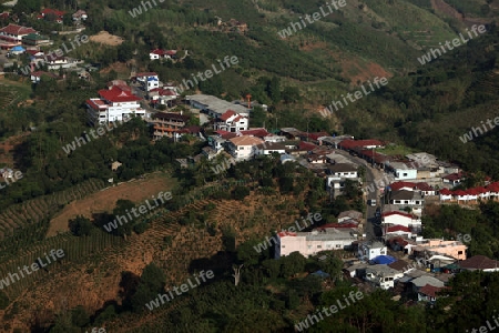 Das Zentrum des alten Bergdorf Mae Salong in der Huegellandschaft noerdlich von Chiang Rai in der Provinz Chiang Rai im Norden von Thailand in Suedostasien.