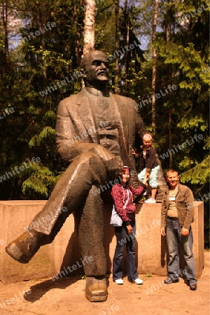 The historic Grutapark with old statues of Lenin and Stalin near the town of Druskininkai in the south of Vilnius and the Baltic State of Lithuania,  