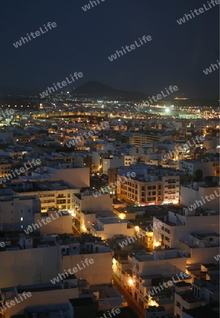 The City of Arrecife on the Island of Lanzarote on the Canary Islands of Spain in the Atlantic Ocean. on the Island of Lanzarote on the Canary Islands of Spain in the Atlantic Ocean.
