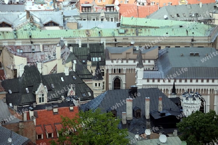 Das Stadtpanorama ueber die Altstadt von Riga der Hauptstadt