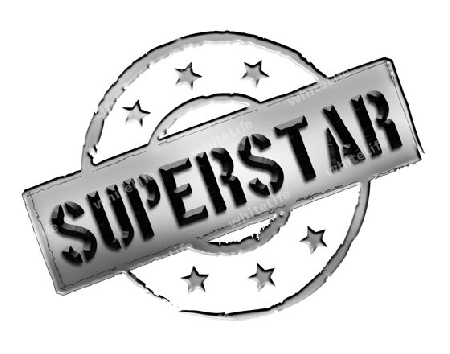 Sign, symbol, stamp or icon for your presentation, for websites and many more named SUPERSTAR