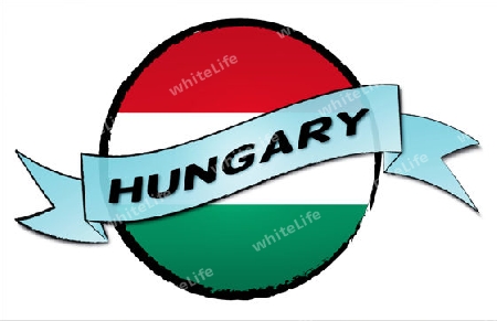 Circle Land HUNGARY - your country shown as illustrated banner for your presentation or as button...