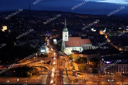 Europa, Osteuropa, Slowakei, Hauptstadt, Bratislava, Altstadt,  Sommer, Panorama, Ubersicht, Donau, Dom, St martins Dom,