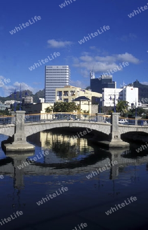 Das Stadtzentrum der Hauptstadt Port Louis an der Westkueste von Mauritius   