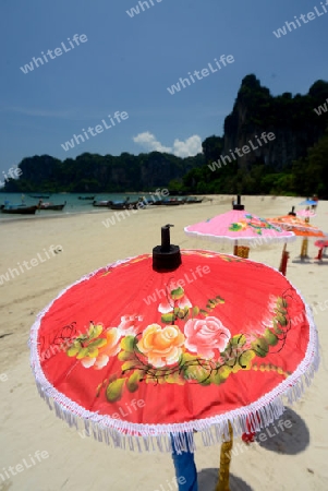 The Hat Railay Leh Beach at Railay near Ao Nang outside of the City of Krabi on the Andaman Sea in the south of Thailand. 