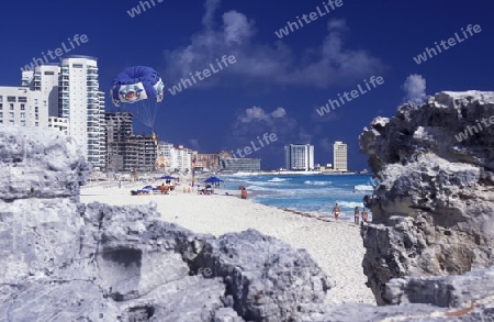 The Beach of Cancun in the Province Yucatan in the south of Mexico 