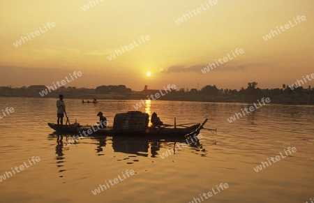 fishing on the Mekong river at the village of Kampong Cham in cambodia in southeastasia. 