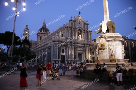 the Dom Sant Agata at the Piazza del Duomo in the old Town of Catania in Sicily in south Italy in Europe.