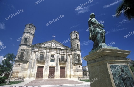 the catedral with a Columbus Monument in the old town of cardenas in the provine of Matanzas on Cuba in the caribbean sea.