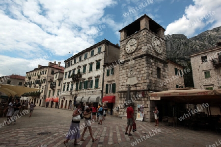 Die Stadt Kotor am Mittelmeer in Montenegro im Balkan in Europa.