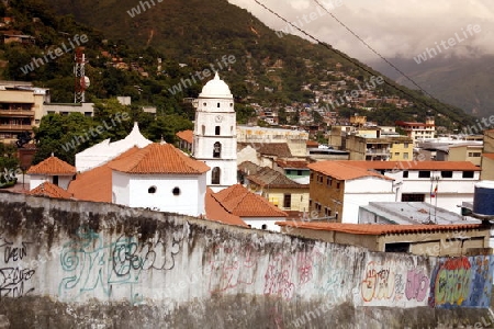 Amerika, Suedamerika, Venezuela, TrujilloDas Dorfzentrum des Bergdorfes Trujillo mit der Kathedrale in den Anden von Venezuela