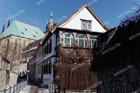 Der Erfurter Mariendom  von der Stiftsgasse gesehen