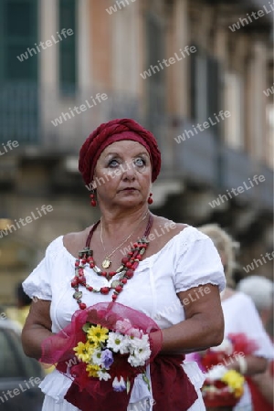 a history ceremony in the old Town of Siracusa in Sicily in south Italy in Europe.