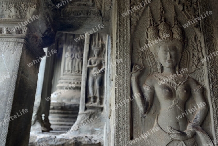 The Angkor Wat in the Temple City of Angkor near the City of Siem Riep in the west of Cambodia.