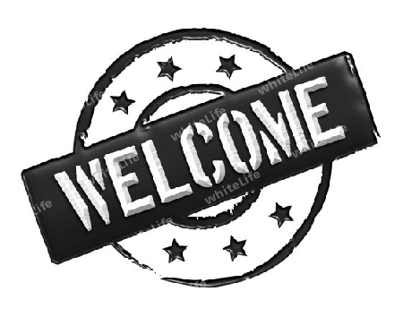 Sign and stamp named "Welcome" for your presentation, for websites and many more.