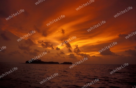  
Der Strand im Abendlicht auf der Insel Helengeli im Northmale  Atoll auf den Inseln der Malediven im Indischen Ozean.   (URS FLUEELER)