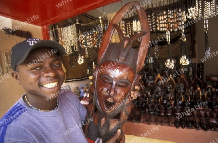 A Souvinier Shop in the Town of Santa Maria on the Island of Sal on Cape Verde in the Atlantic Ocean in Africa.