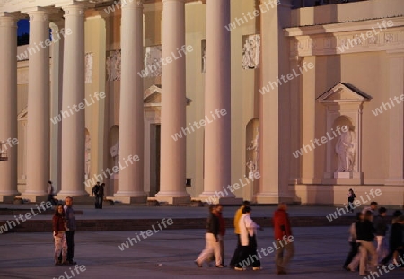 The old Town of the City Vilnius with the clocktower and the Johanneschurch  in the Baltic State of Lithuania,  