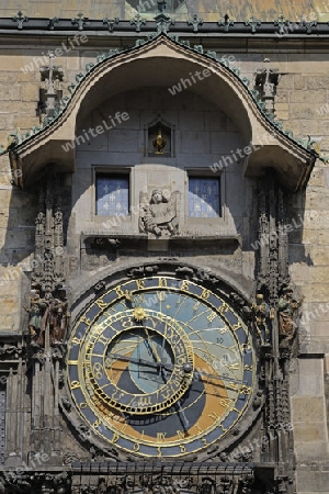 Astronomische Uhr am Rathausturm, Altstaedter Ring, Altstadt, Prag, Boehmen, Tschechien, Europa