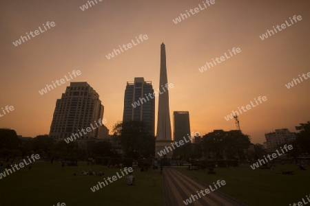 The Maha Bandoola Park with the Independence Monument in the City of Yangon in Myanmar in Southeastasia.