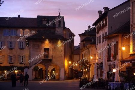 The Square in the Fishingvillage of Orta on the Lake Orta in the Lombardia  in north Italy. 