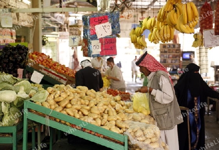 the Market or Souq in the city of Aqaba on the red sea in Jordan in the middle east.