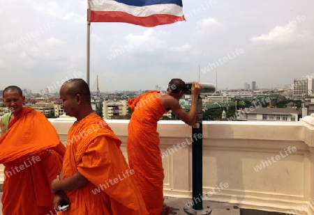 Die Tempelanlage des Wat Golden Mount oder Goldener Berg in Bangkok der Hauptstadt von Thailand in Suedostasien.  