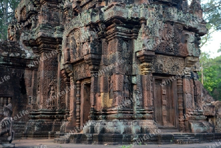 The Tempel Ruin of  Banteay Srei about 32 Km north of the Temple City of Angkor near the City of Siem Riep in the west of Cambodia.