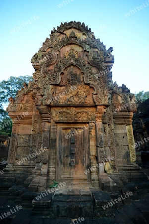 The Tempel Ruin of  Banteay Srei about 32 Km north of the Temple City of Angkor near the City of Siem Riep in the west of Cambodia.