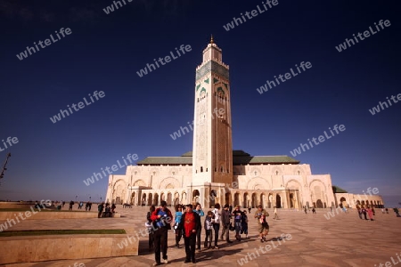 The Hassan 2 Mosque in the City of Casablanca in Morocco , North Africa.