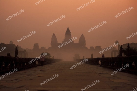 the angkor wat temple in Angkor at the town of siem riep in cambodia in southeastasia. 