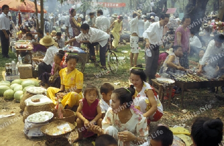 the spring and water festival near Jinghong in the region of Xishuangbanna in the province of Yunnan in china in east asia. 