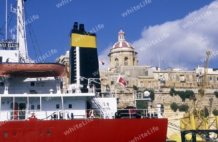 The Habour in centre of the Old Town of the city of Valletta on the Island of Malta in the Mediterranean Sea in Europe.
