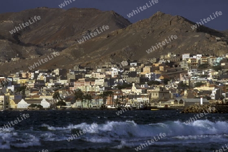 the city of  Mindelo on the Island of Sao Vicente on Cape Verde in the Atlantic Ocean in Africa.