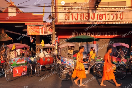 Der Markt am Morgen in der Altstadt von Chiang Rai in der Provinz chiang Rai im Norden von Thailand in Suedostasien.