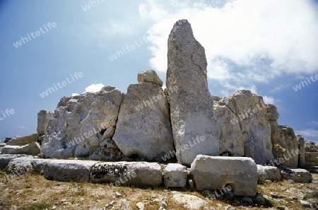 The Ruin of the Hagar Qim Temple in the south of Malta in Europe.