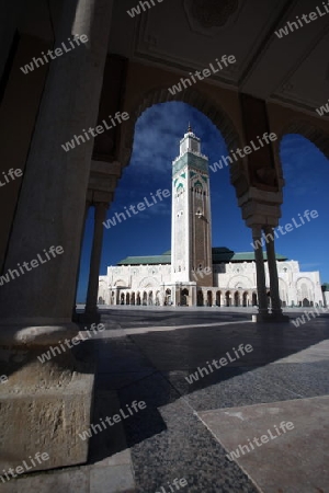 The Hassan 2 Mosque in the City of Casablanca in Morocco , North Africa.