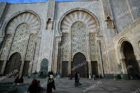 The Hassan 2 Mosque in the City of Casablanca in Morocco , North Africa.