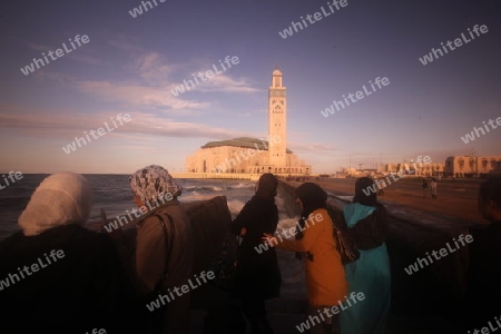 The Hassan 2 Mosque in the City of Casablanca in Morocco , North Africa.