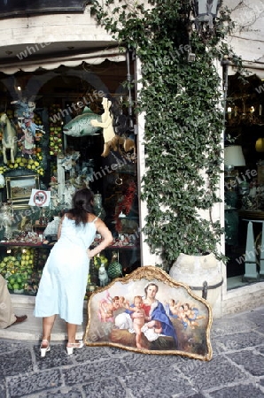 The old Town of  Taormina in Sicily in south Italy in Europe.