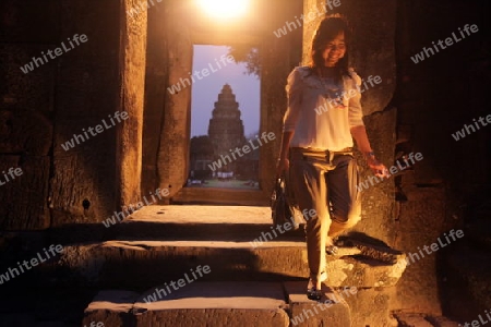 Die Khmer Tempel Anlage von Phimai bei Khorat in der provinz Nakhon Ratchasima im Nordosten von Thailand im Suedwesten von Thailand in Suedostasien. 