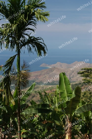 Die Landschaft oberhalb Dili der Hauptstadt von Ost Timor auf der in zwei getrennten Insel Timor in Asien.  