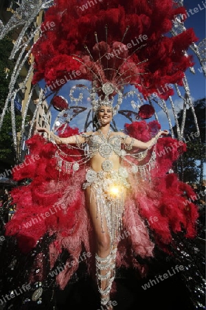 the carneval in the city of Las Palmas on the Island Gran Canary on the Canary Island of Spain in the Atlantic Ocean. 