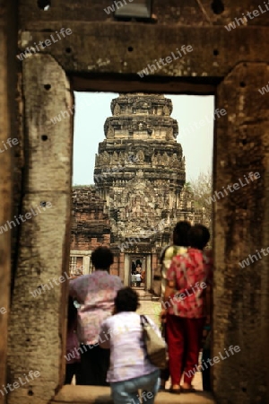 Die Khmer Tempel Anlage von Phimai bei Khorat in der provinz Nakhon Ratchasima im Nordosten von Thailand im Suedwesten von Thailand in Suedostasien.