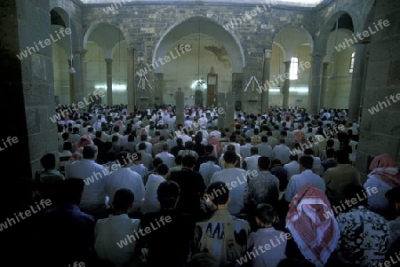 Die Moschee of Omar in der Stadt Bosra im Sueden von Syrien im Nahen Osten.