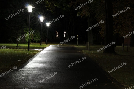 beleuchteter park bei nacht