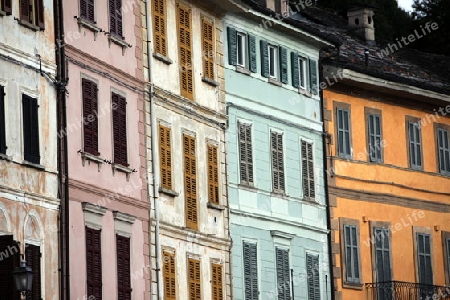 The Square in the Fishingvillage of Orta on the Lake Orta in the Lombardia  in north Italy. 