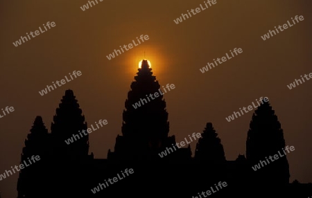 the angkor wat temple in Angkor at the town of siem riep in cambodia in southeastasia. 